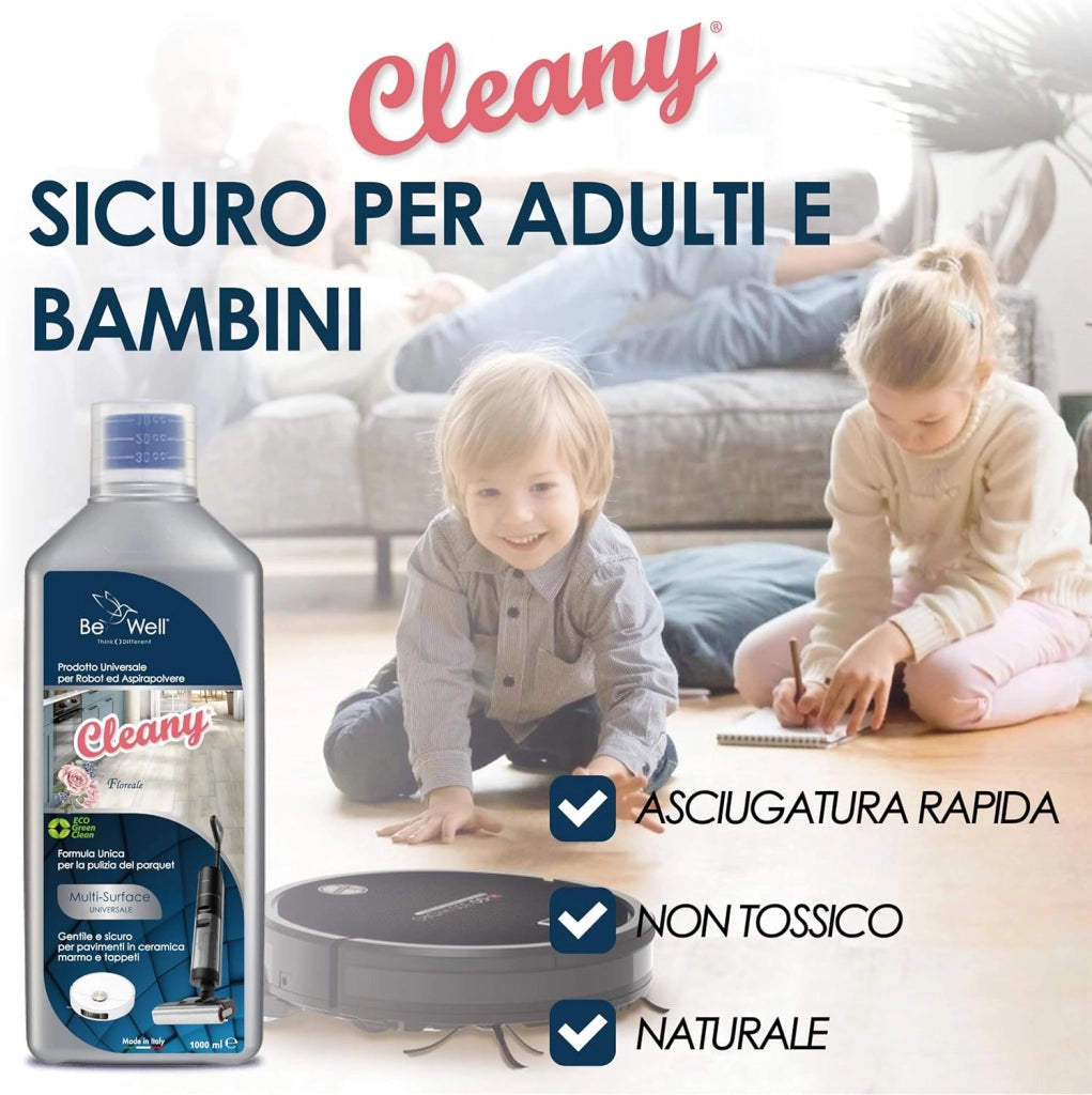 PHURE Detergente Concentrato per Robot Lavapavimenti e Aspirazione con Igienizzante Multisurface 1000ml pulizia senza aloni e sostenibile Adatto a tutti i Robot (FLOREALE)
