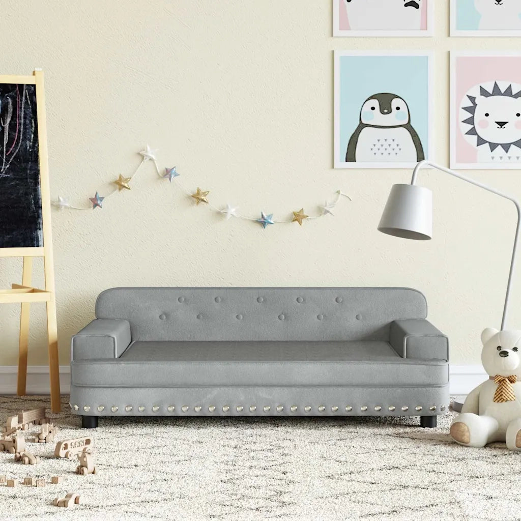 Divano per Bambini-Sofa-Divanetto Grigio Chiaro 90x53x30 cm in Velluto