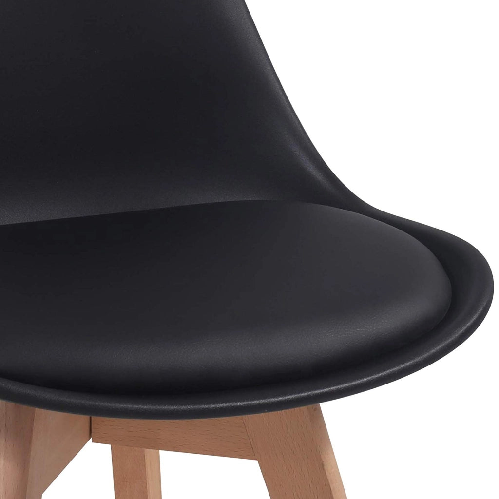 4 MAURY'S SEDIE NORDICA NERA STILE SCANDINAVO GAMBE IN LEGNO CON CUSCINO