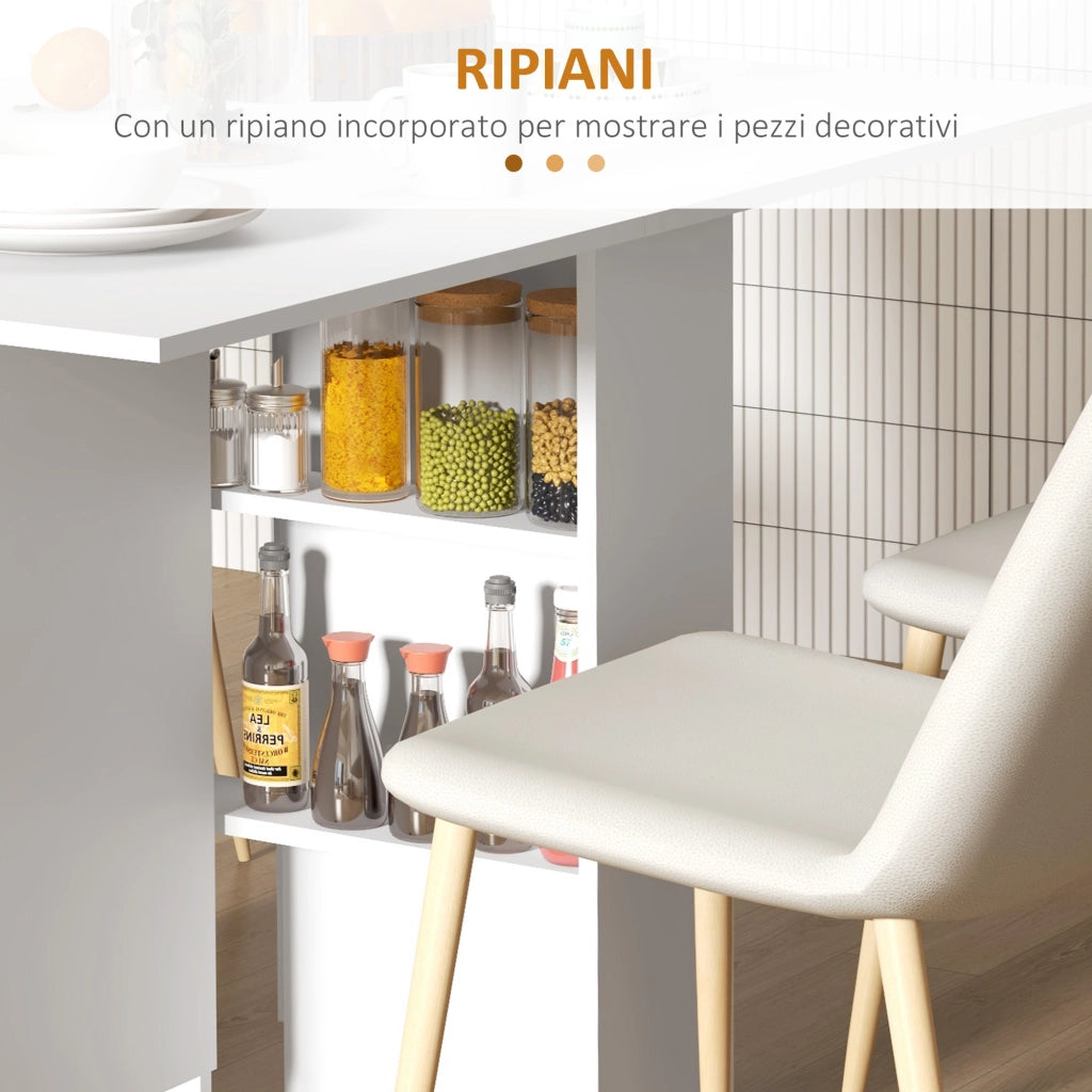 Tavolo Pieghevole Allungabile Salvaspazio per 6 Persone ¨C Zephmum ¨C Bianco