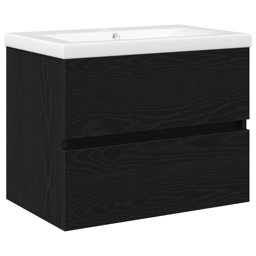Mobile per Lavabo  con Lavabo Integrato in Quercia Nera in Legno MDF