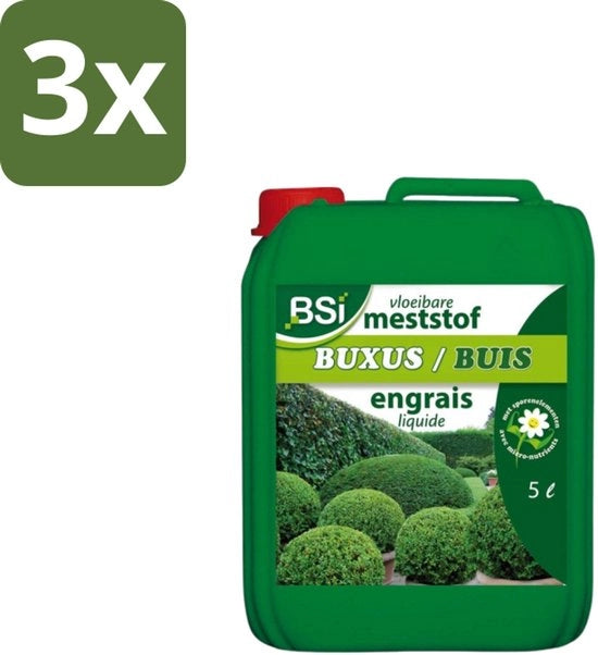 Buxus Vloeibare Meststof per una Salute Vegetale e Foglie Profondamente Verdi - 5 L - Confezione in Bulk - 3 pezzi