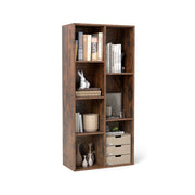 Libreria a 7 cubi indipendente verticale orizzontale 7 scomparti 2 kit antiribaltamento-Organizer cubo espositivo casa ufficio soggiorno rustico