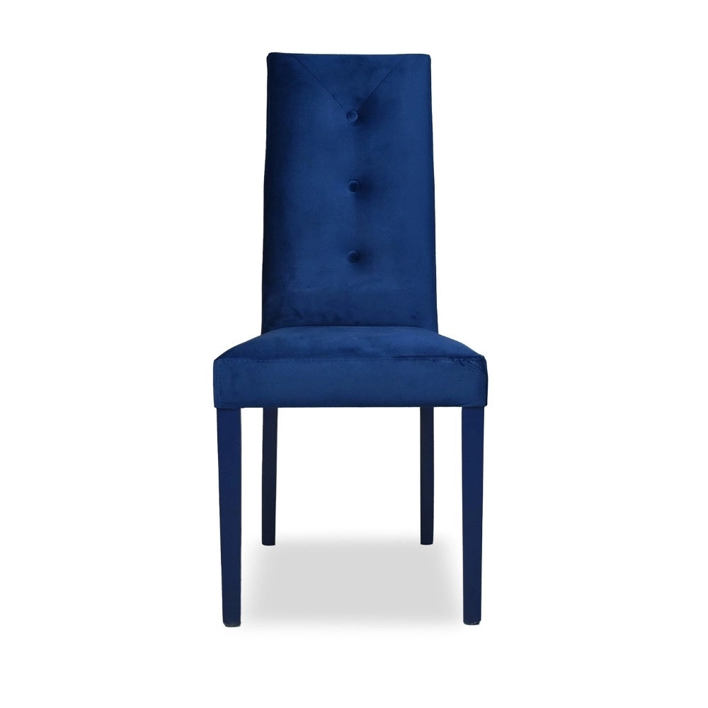 Set 2 Sedie velluto blu Montecarlo 3 bottoni