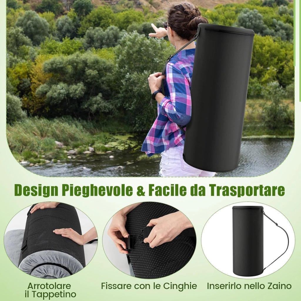 Materasso da Campeggio Pieghevole in Spugna Spessa, Materassino Campeggio Memory con Cuscino e Borsa di Trasporto, Materasso da Terra per Interno ed Esterno