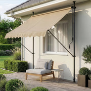 Tenda da Sole a Muro con Pali di Supporto Telescopici Parasole 150 x 120 cm (LxP) color Sabbia pro.tec
