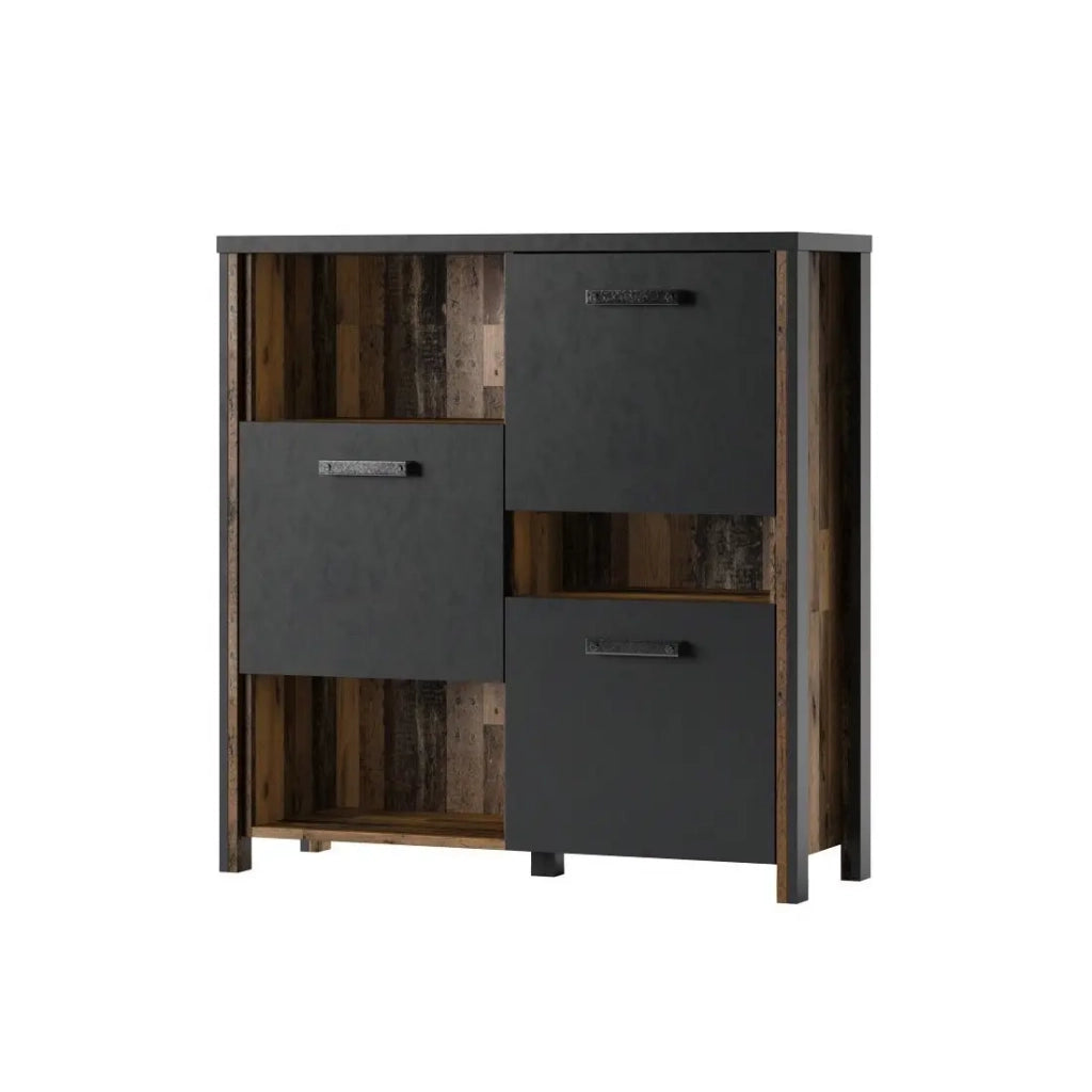 Credenza 110cm collezione WINDSOR. Colori grigio antracite e quercia scura.