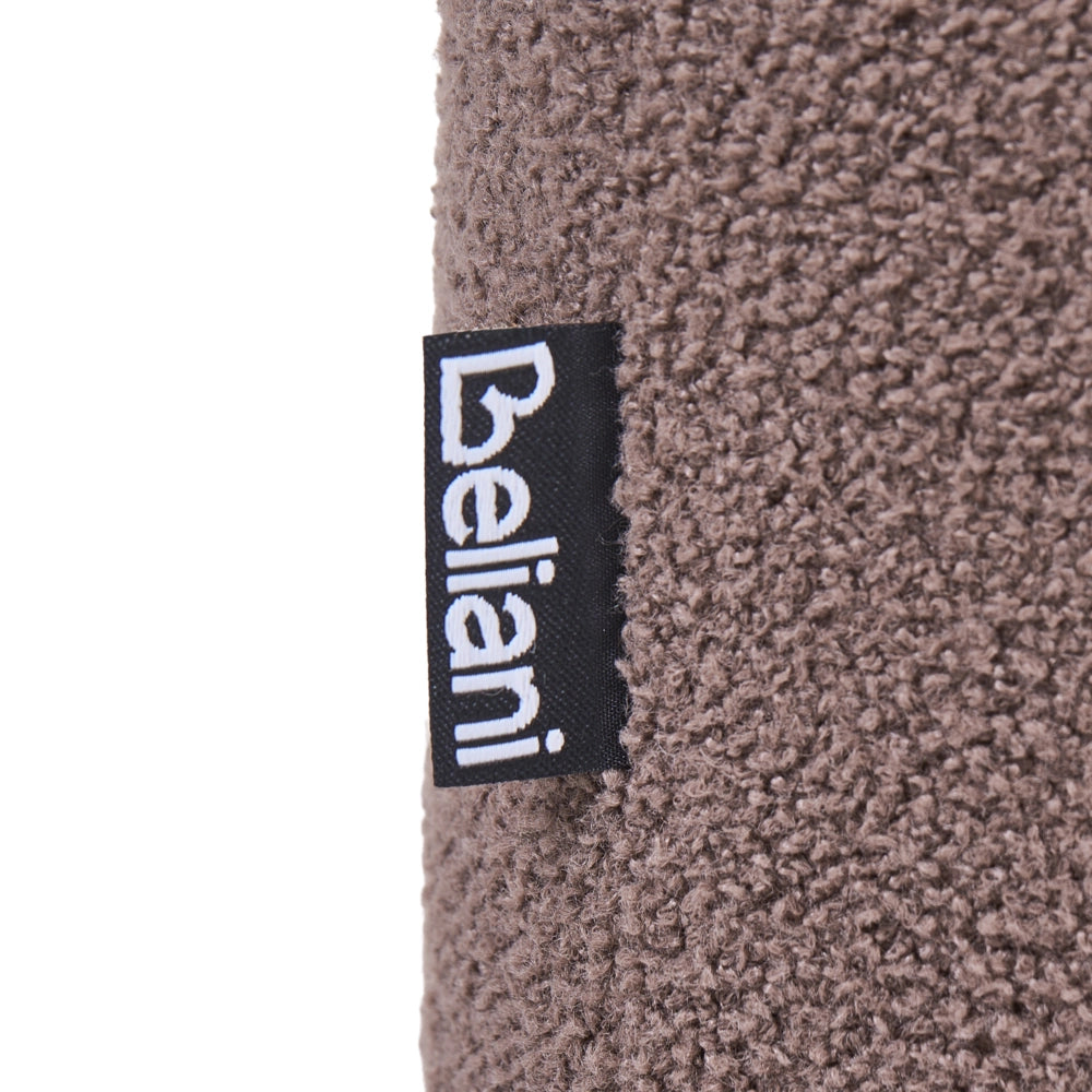 Pouf marrone in bouclé Teddy rivestito con gambe in legno pouf ottomano design moderno accessori per soggiorno