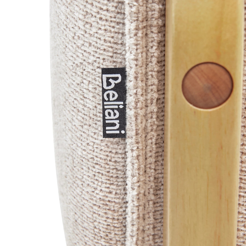 Poltrona Retro Senza Braccioli con Gambe in Legno Massello e Rivestimento in Tessuto Beige Chiaro in Stile Tradizionale per Soggiorno