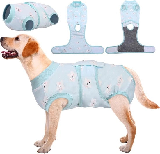 Body per cani adesivi per il recupero dopo l'intervento chirurgico - Protezione della ferita e kit anti-scarsione per maschi e femmine (Taglia XL)
