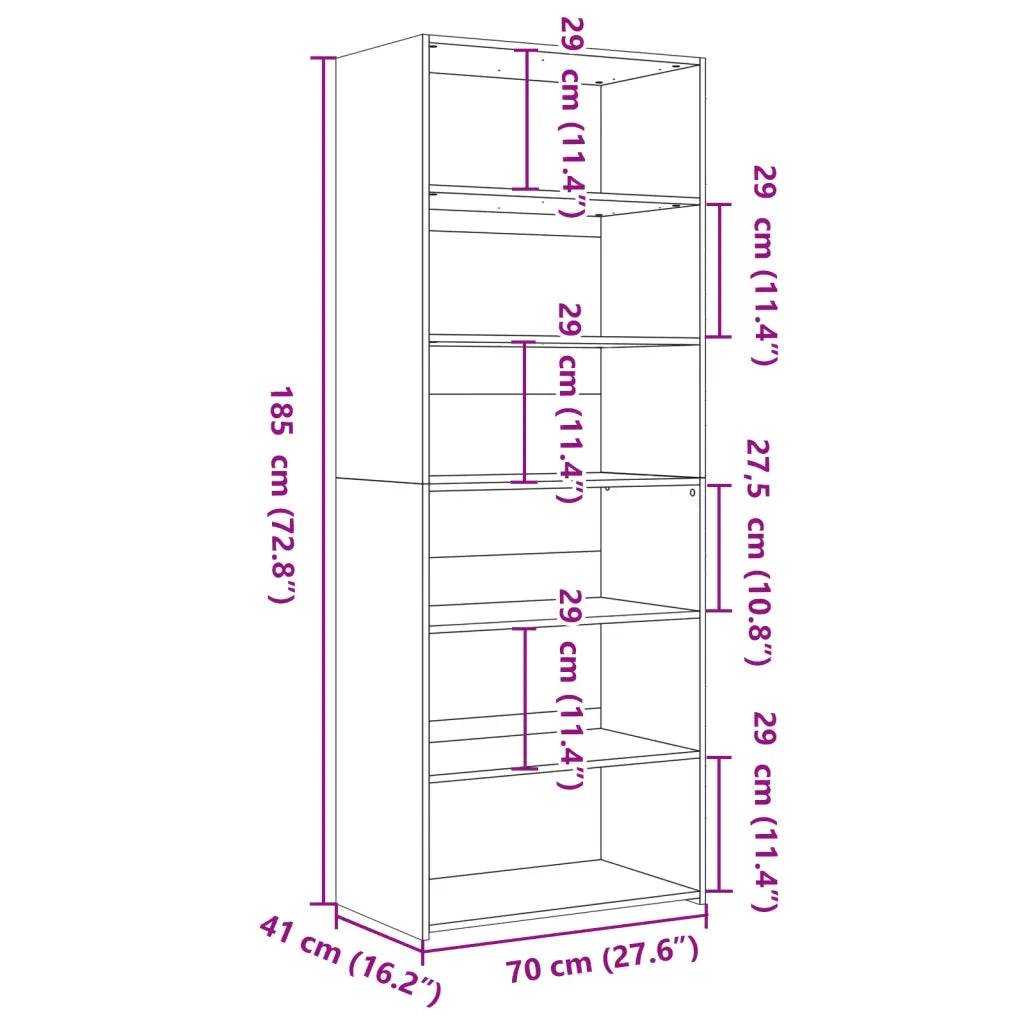 Credenza Nera 70x41x185 cm in Legno Multistrato 3281688