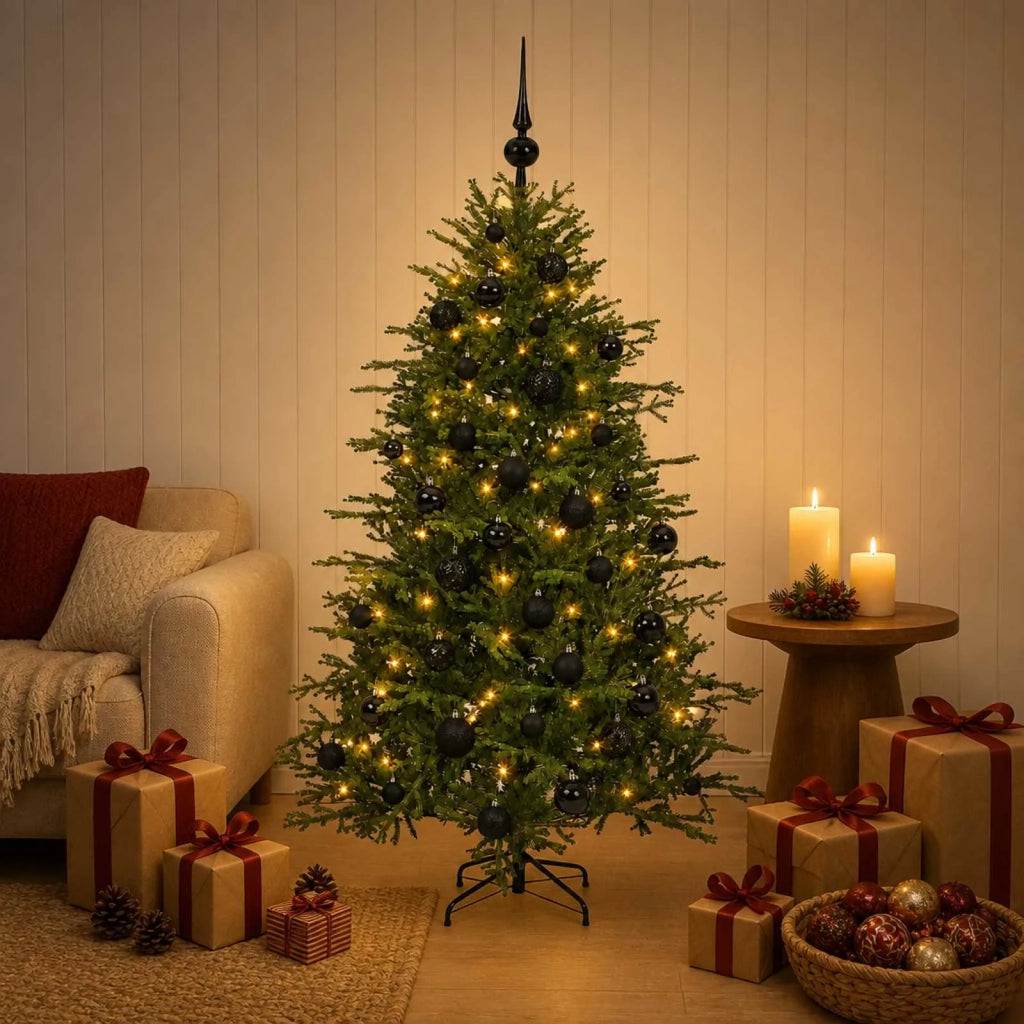 Albero di Natale artificiale con palline 120 cm 150 LED 3465593