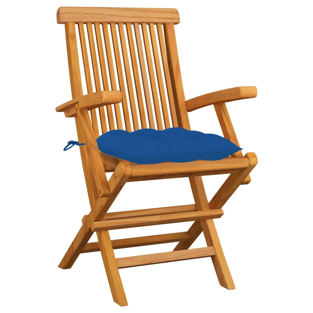 Sedie da Giardino con Cuscini Blu 6 pz in Massello di Teak cod mxl 6187