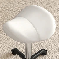 Sgabello a rotelle, sedia da lavoro con altezza regolabile 45-57 cm e sella ergonomica, 48x47x45-57cm, bianco