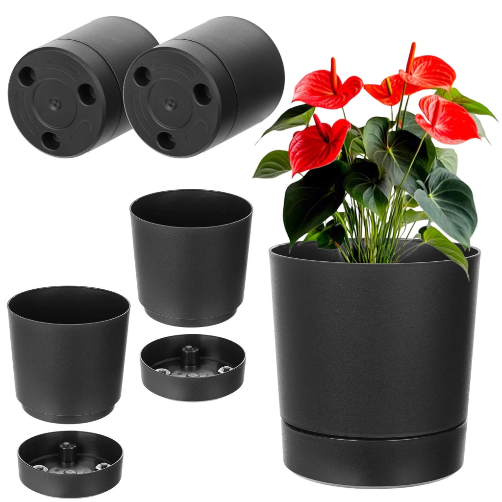 KADAX Vaso da fiori con coprivaso e sottovaso, rotondo, 14,5 cm, set da 2