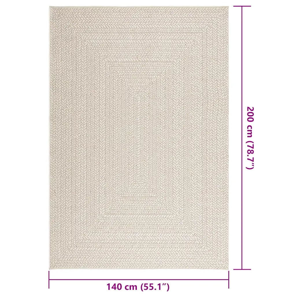 Tappeto ZIZUR Crema 140x200 cm Aspetto Iuta Interni ed Esterni 4010365