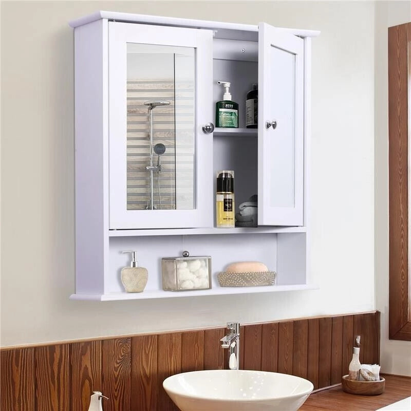 ARMADIETTO PENSILE DA BAGNO CON SPECCHIO BIANCO 56 X 13 X 58 CM