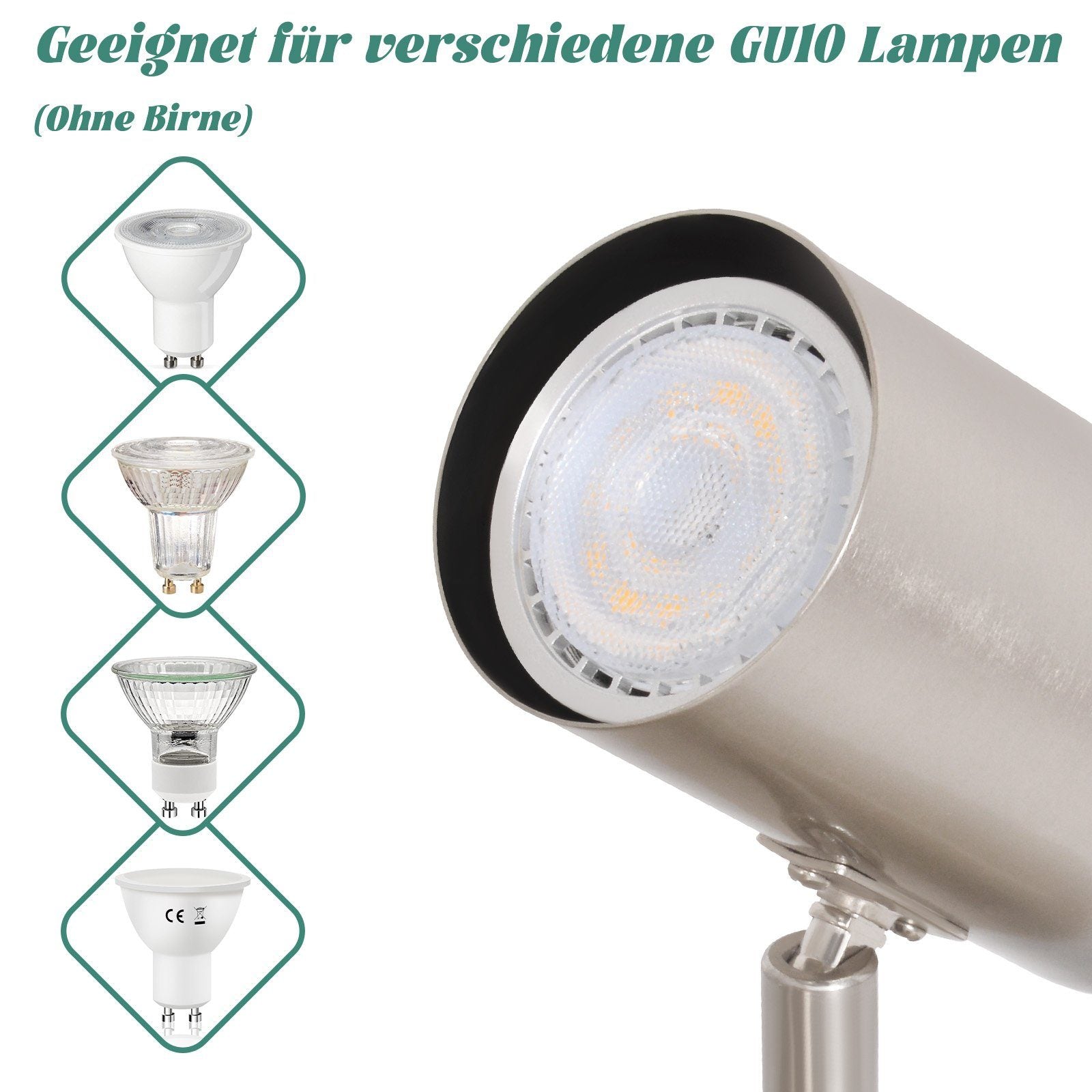 ZMH Faretto da soffitto nichelati 2 luci GU10 orientabili 330° design moderno per corridoio