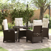 Set da Pranzo da Giardino 5 Pezzi con Cuscini Marrone Polyrattan