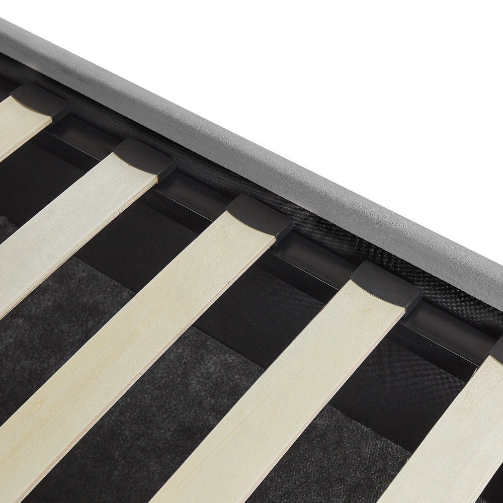 Letto contenitore matrimoniale imbottito velluto grigio retrò minimalista 160 x 200