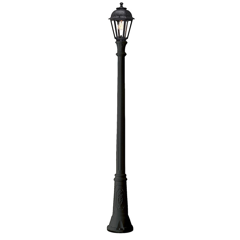 Lampada da Terra CHRIS Bollard 205cm in Policarbonato Nero, Attacco E27 IP44, Resistente Raggi UV, Ruggine e Corrosione - Rossini Group