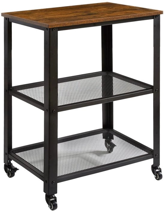 Carrello da servire con 3 piani - carrello per cucina e soggiorno - stile industriale - 60 x 40 x 81 cm