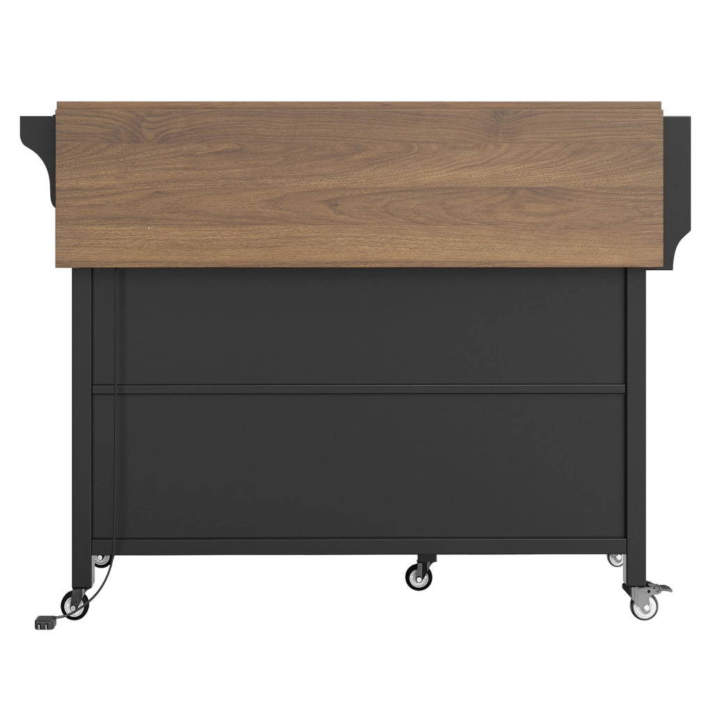 Credenza da cucina con 2 cassetti; ripiani regolabili e LED - per cucina - in MDF - nero