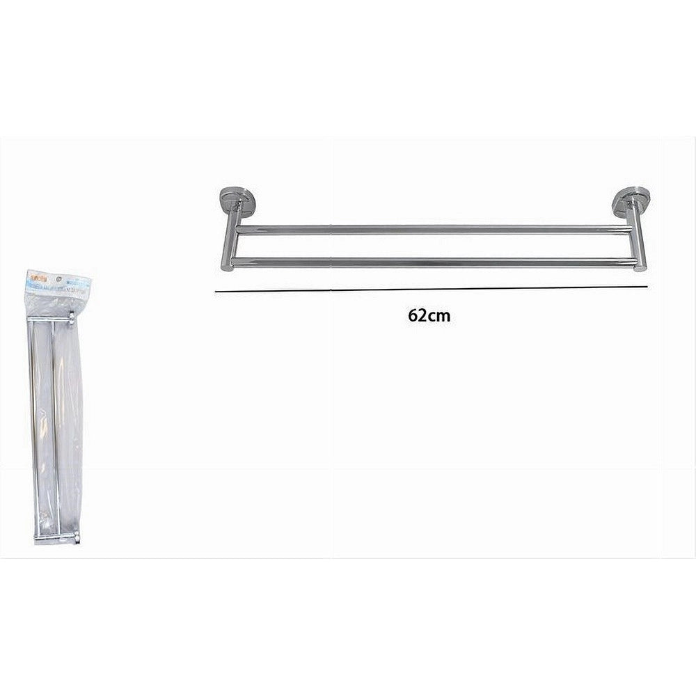 Trade Shop - Portasciugamani Porta Asciugamano Doppio Cromato 60cm Accessori Bagno Oval 52001 -