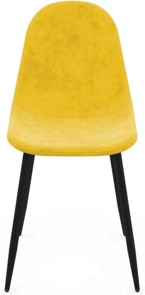 Set di 6 sedie DALI in velluto misto blu, grigio scuro, grigio chiaro e giallo