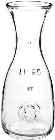BROCCA CARAFFA IN VETRO COLLO D'OCA PER ACQUA E VINO MISURA 1000 ML