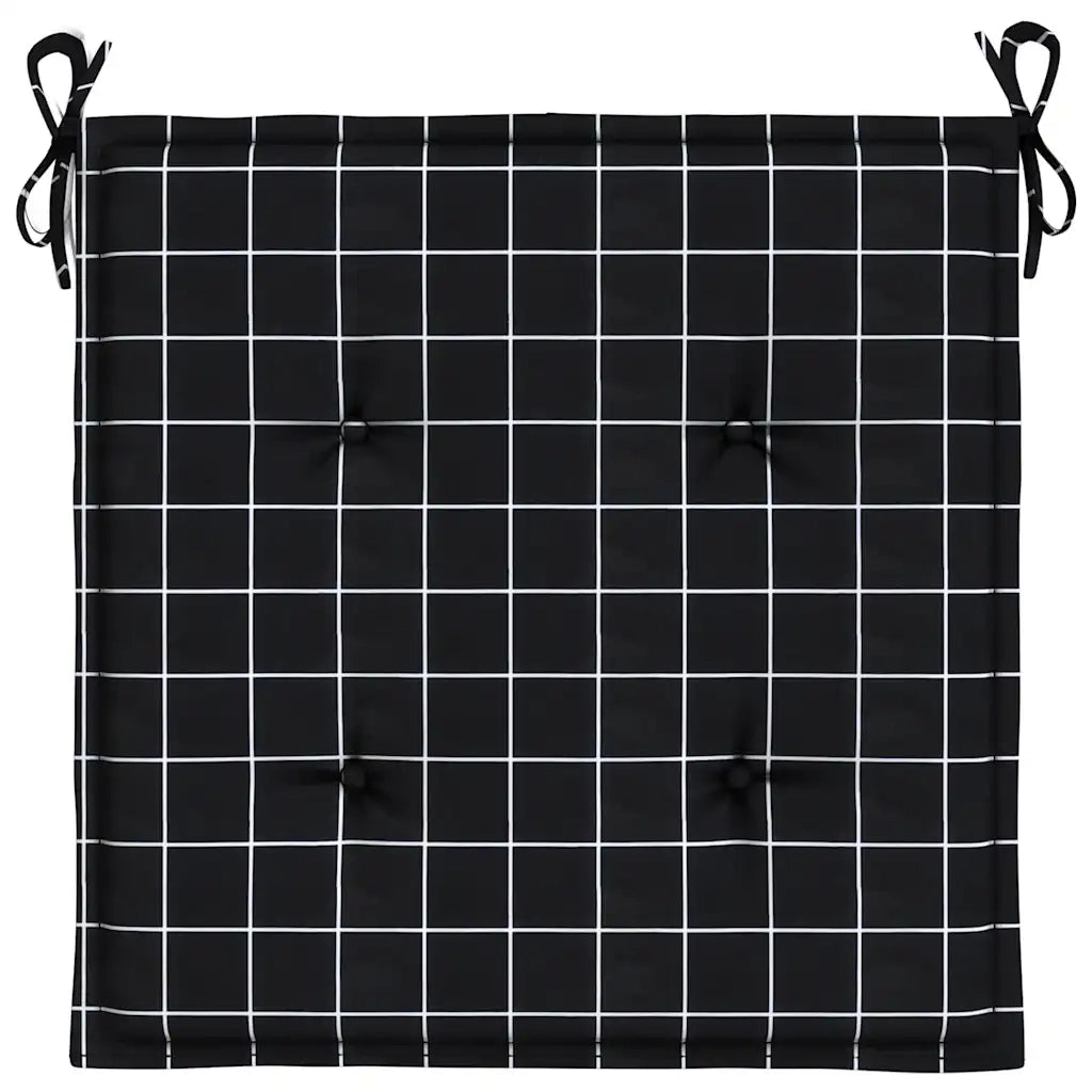 Cuscini Sedia 2 pz Motivo a Quadri Nero 40x40x3 cm in Tessuto 361014