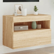 Mobile TV a Parete con Luci LED-Mobile TV a Muro Rovere Sonoma 60x30x40 cm