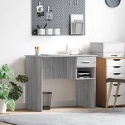 Scrivania con spazio di archiviazione Grigio Sonoma 90x49.5x75 cm Legno ingegnerizzato