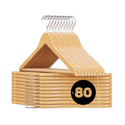 Grucce Appendiabiti Legno Naturale Universali Gancio Girevole Scanalature Spallina Barra Antiscivolo Bordi Arrotondati Salvaspazio Resistenti Leggere Uso Domestico Lavorativo Quantità: 80