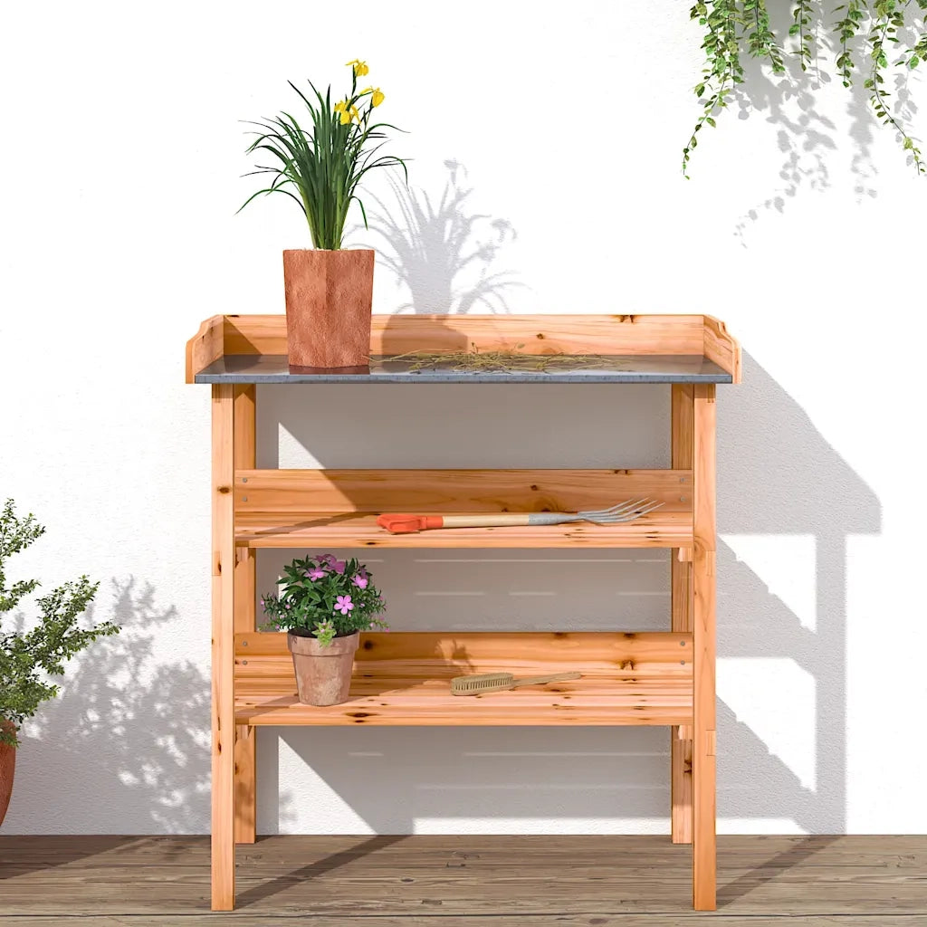 Tavolo Piante con Ripiani Marrone 78x38x,82,5cm Massello Abete CFW7148239