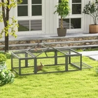 Pawhut Recinto per Animali da Esterno con Tetto Apribile in Legno di Pino, 180cm x 90cm x 48cm, Grigio