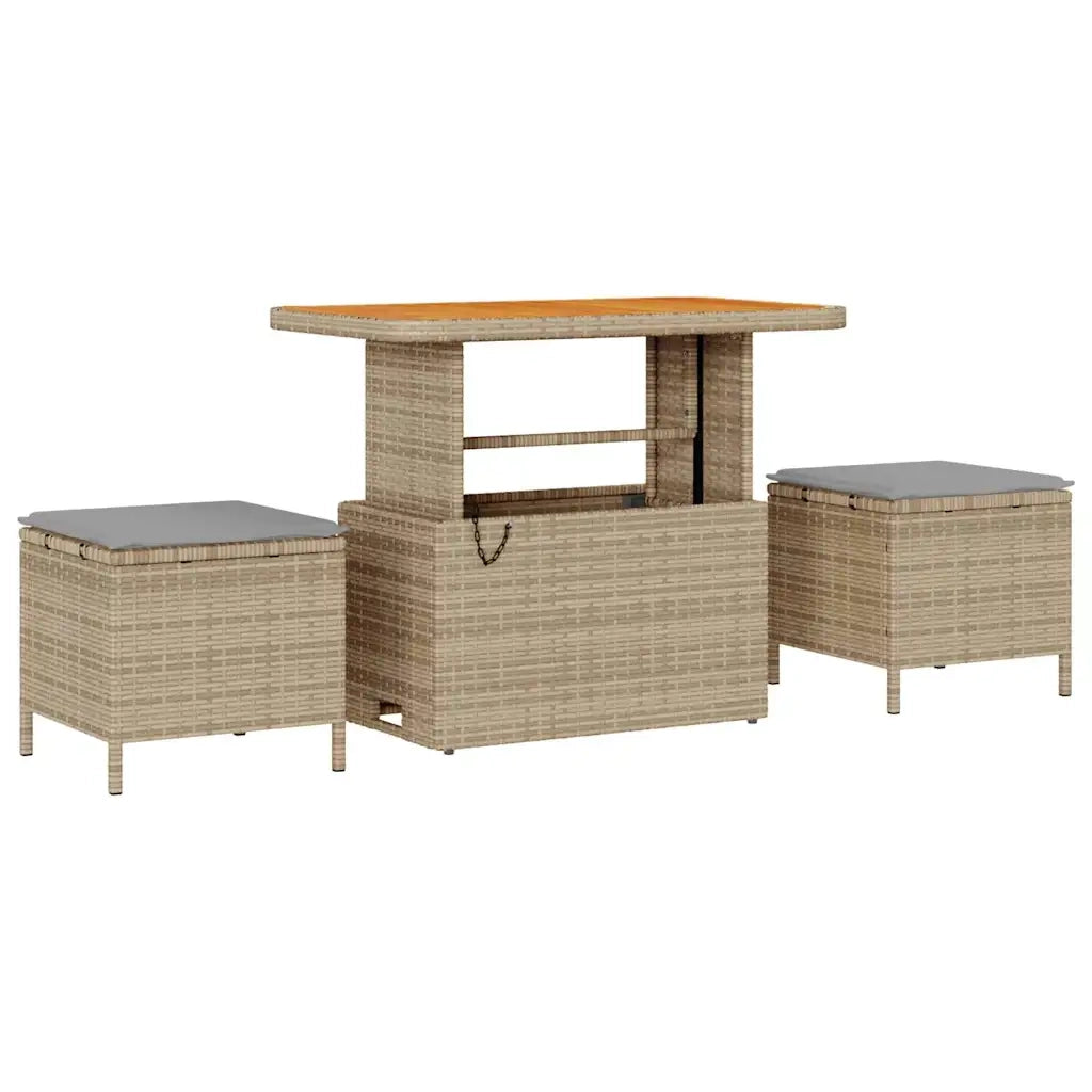 Set Divano da Giardino con cuscino 10 pcs Beige Poly Rattan