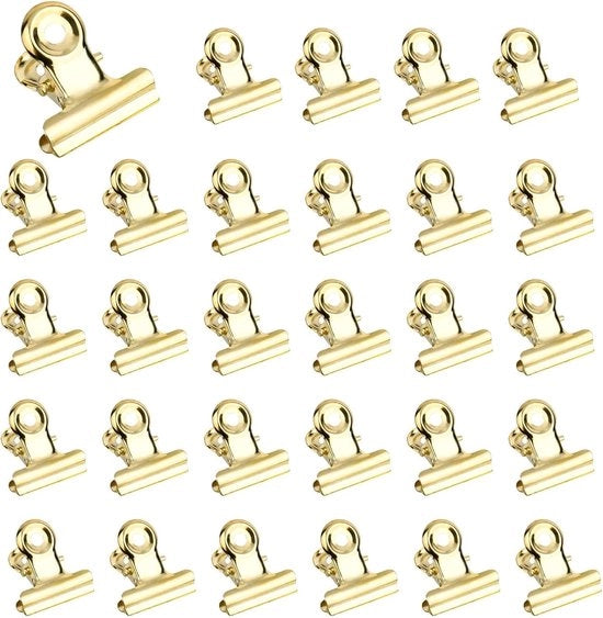 Fili di cartone Bulldog - 60 pezzi - Fili di cartone dorati - 22 mm - Fili multifunzionali per foto - Accessori per ufficio - Accessori per cucina
