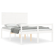 Letto matrimoniale | Letto per adulti | Letto per Anziani con Testiera Bianco 140x200 cm Legno Massello