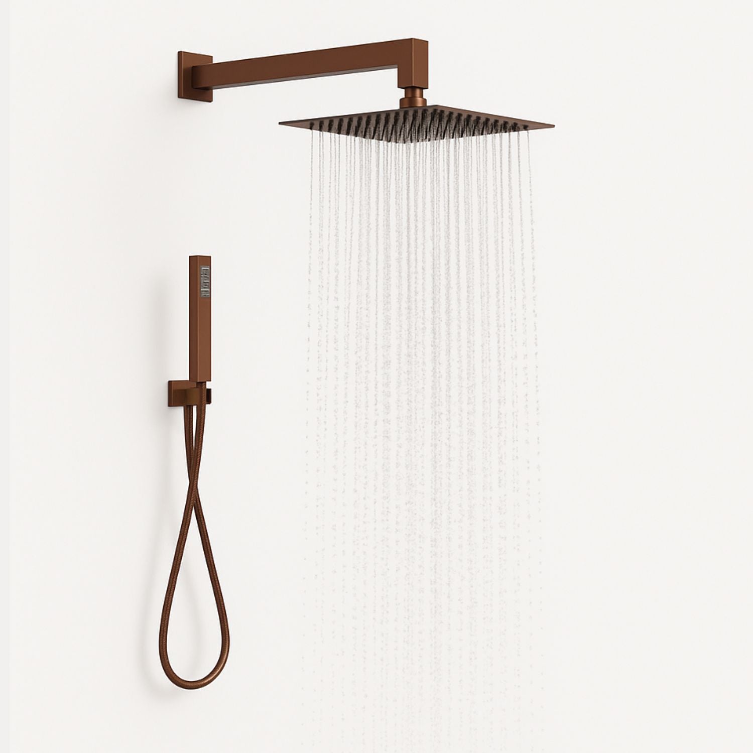 Set per doccia soffione quadro in acciaio inox 25x25 millimetri color oro rosa *** finitura- oro rosa, confezione 1