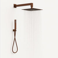 Set per doccia soffione quadro in acciaio inox 25x25 millimetri color oro rosa *** finitura- oro rosa, confezione 1