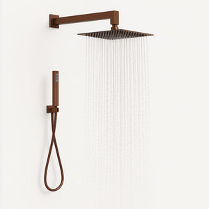 Set per doccia soffione quadro in acciaio inox 25x25 millimetri color oro rosa *** finitura- oro rosa, confezione 1