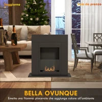 Camino Bioetanolo da Terra con Bruciatore da 0.9L Durata 3 Ore, Area Riscaldata 20-25 m², 73x20x75cm, Nero