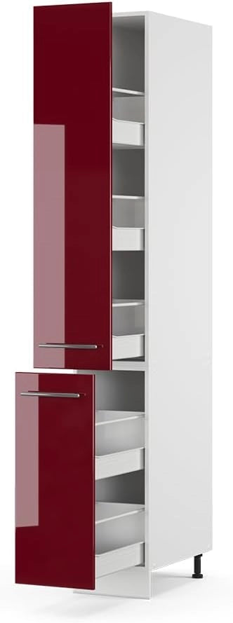 Mobile bagno alto Fame-Line, Rosso bordeaux lucido, 30 x 206.8 cm, per la conservazione di articoli da bagno e articoli per la casa