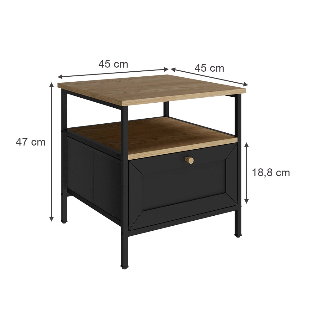 Vicco Comodino Nero 45 x 47 cm Set di 2
