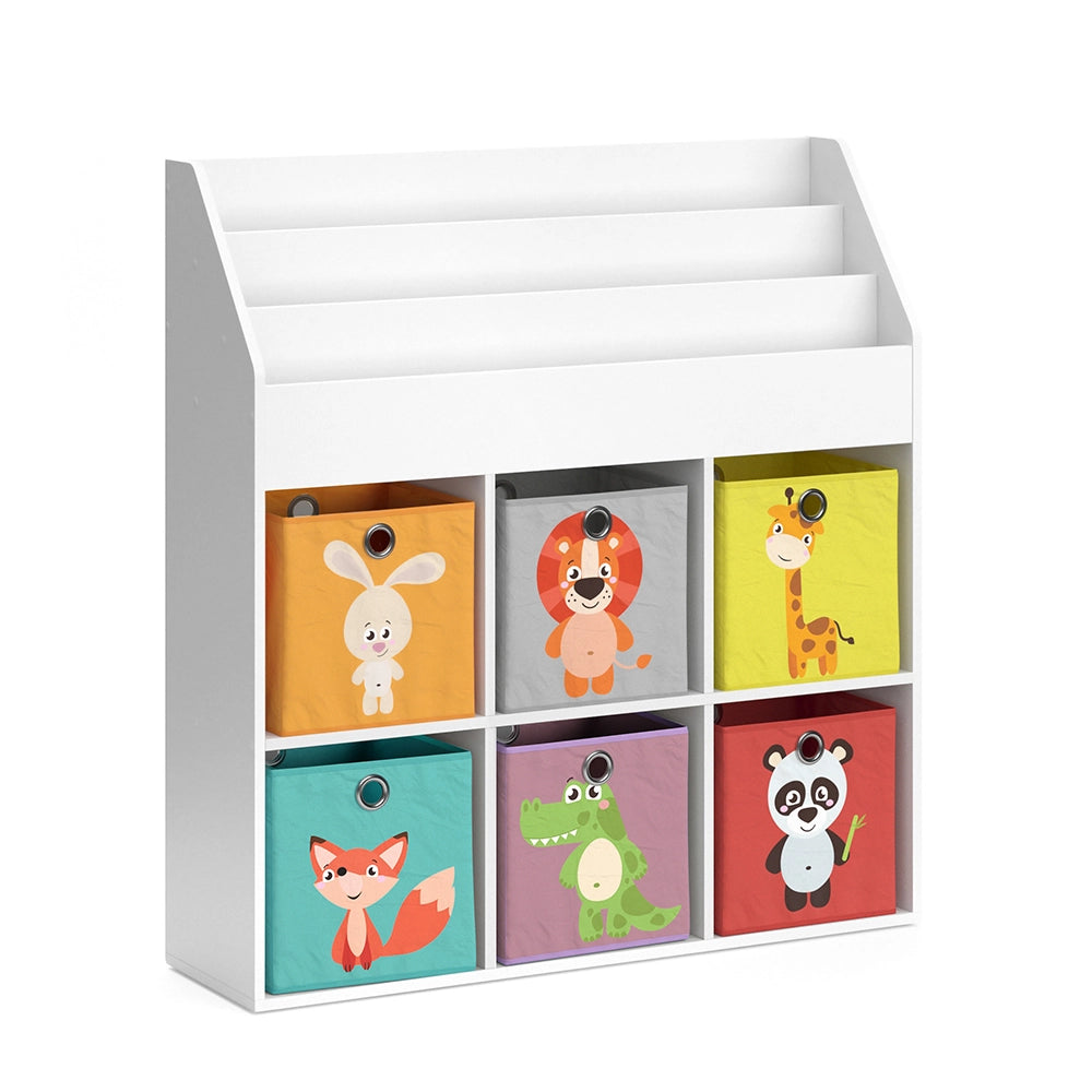 Vicco Libreria bambini Bianco 107.2 x 114.2 cm con 6 scatole pieghevoli opt.1