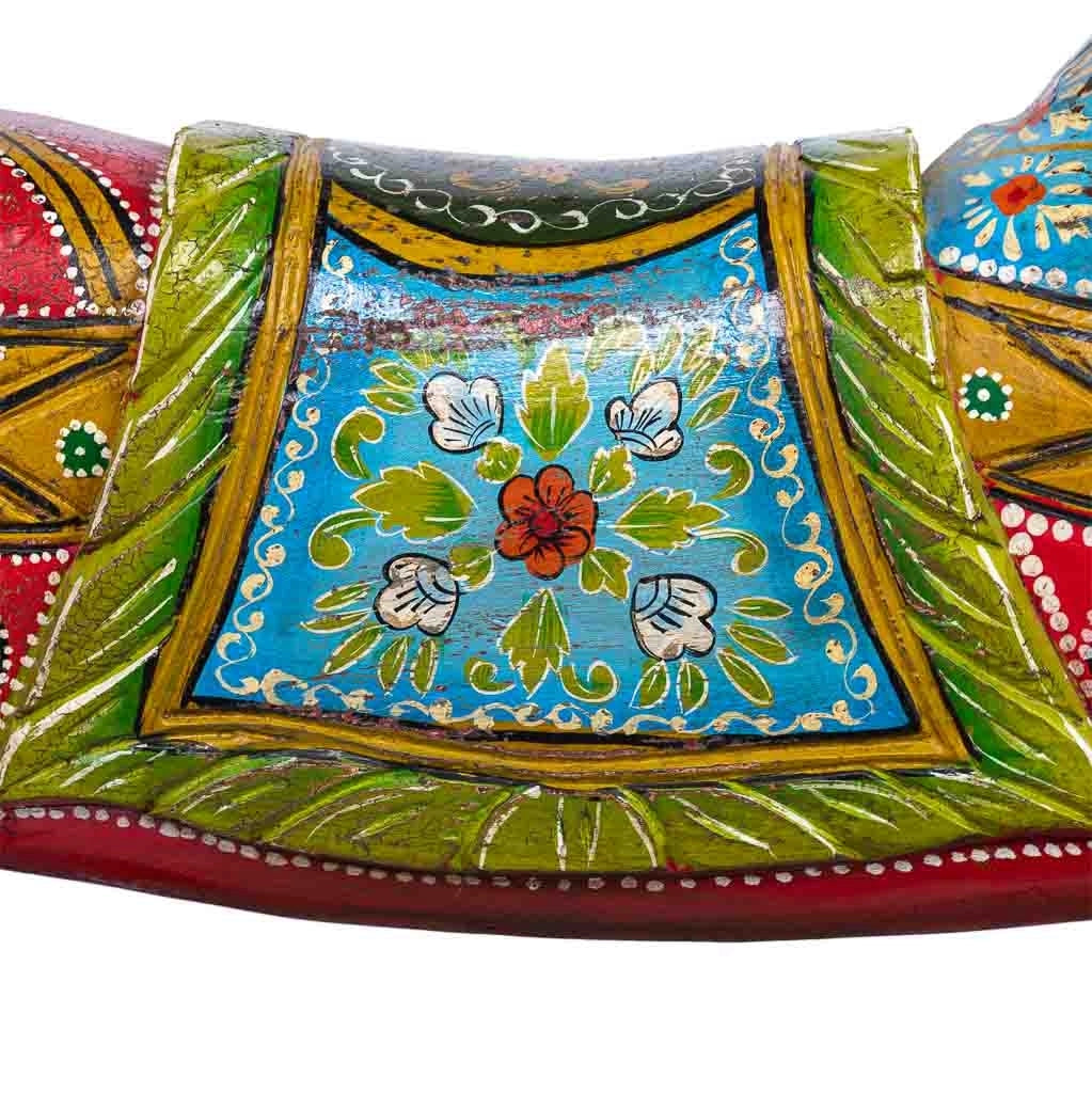 Cavallo decorativo in legno dipinto artigianalmente 86x36x96