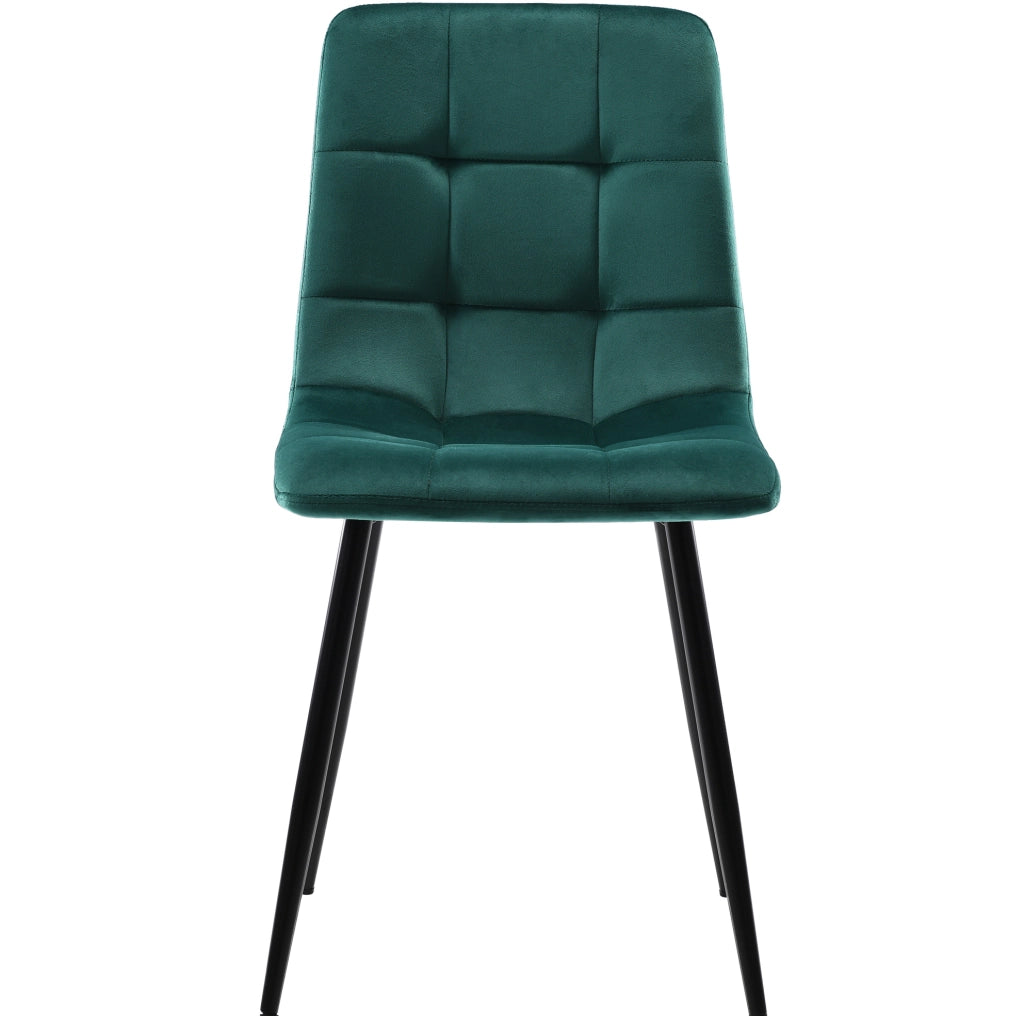 Set tavolo da pranzo con 4 sedie 120x70 cm; moderno; MDF e velluto; verde scuro