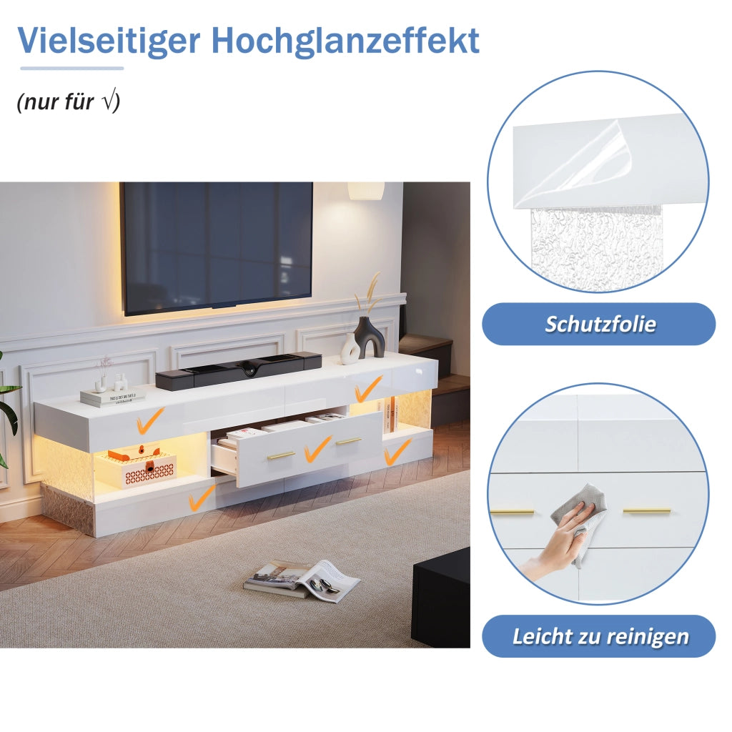 Cassettiera per TV bianca in truciolare lunghezza 152 cm