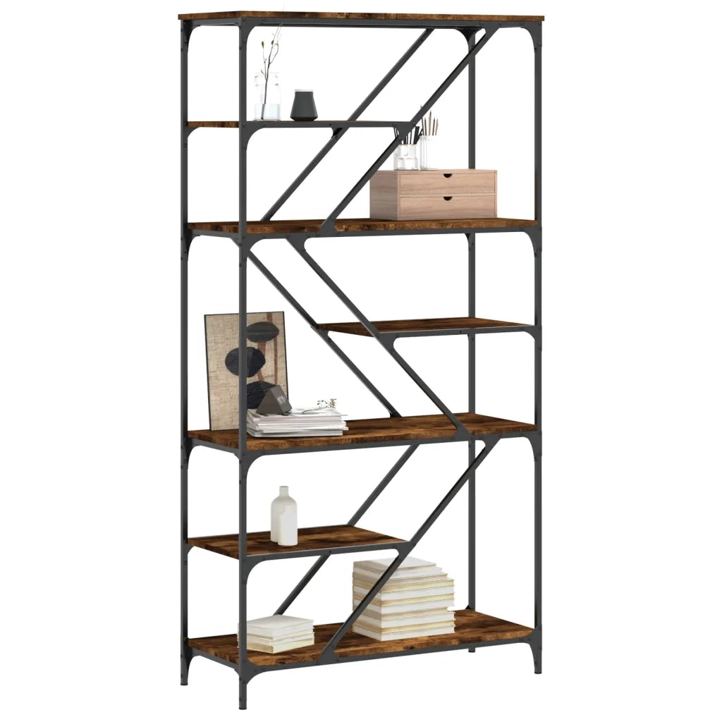 Libreria Rovere Fumo 91x36x176 cm Legno Multistrato e Acciaiocod mxl 131276